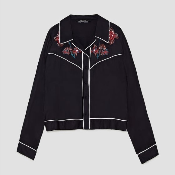 Zara Pajama Floral Print Shirt - Picture 4 of 6